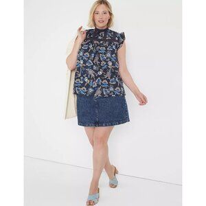 Lane Bryant Classic Ruffle Cap Sleeve Lace Trim Top 16